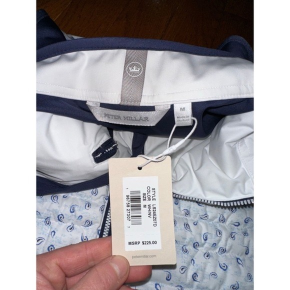 Peter Millar Fuse Hybrid Vest Medium Tossed Paisley White/Navy zippered NWT $225 - Picture 11 of 12